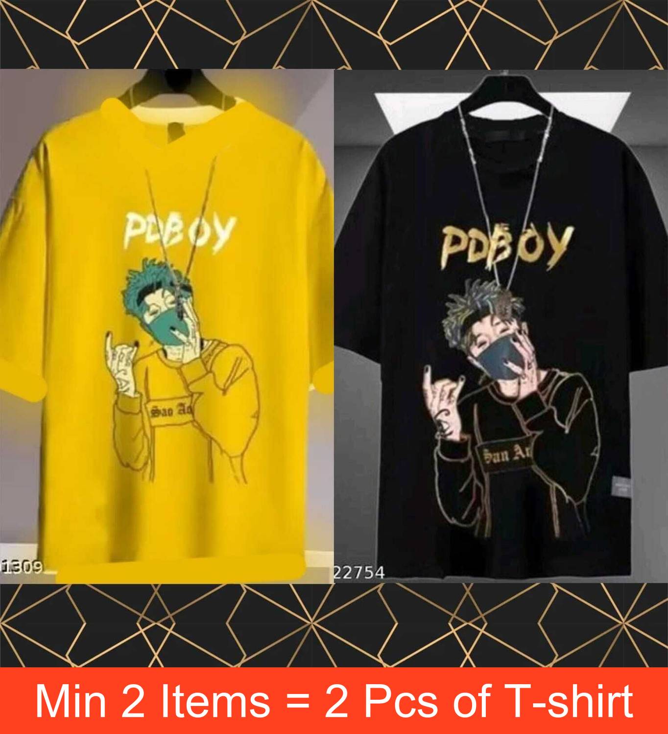 VRMA Printed Men Black, Yellow T-Shirt - Image 1