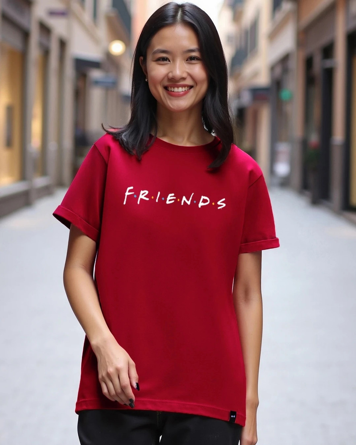 Image of BEWAKOOF Typography Women Round Neck Red T-Shirt