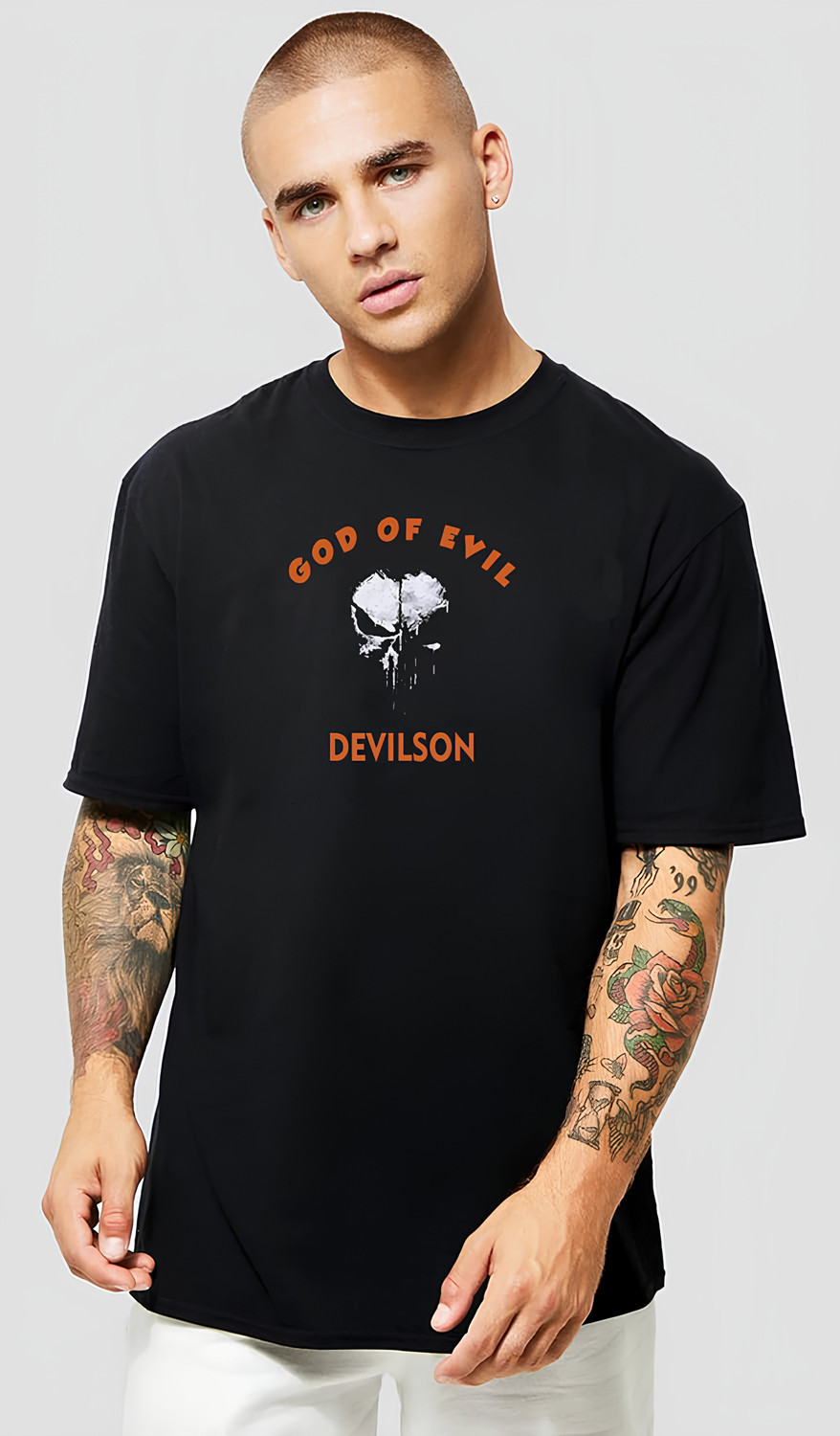 Image of DevilSon Printed Men Black T-Shirt