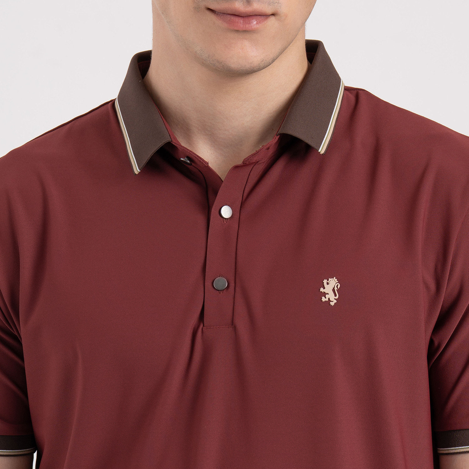 Image of RED TAPE Men Printed Polo Neck Nylon Red T-Shirt