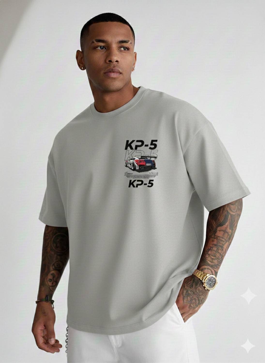 HIPHOPFASHION Men Grey Round Neck T-Shirt - Image 2