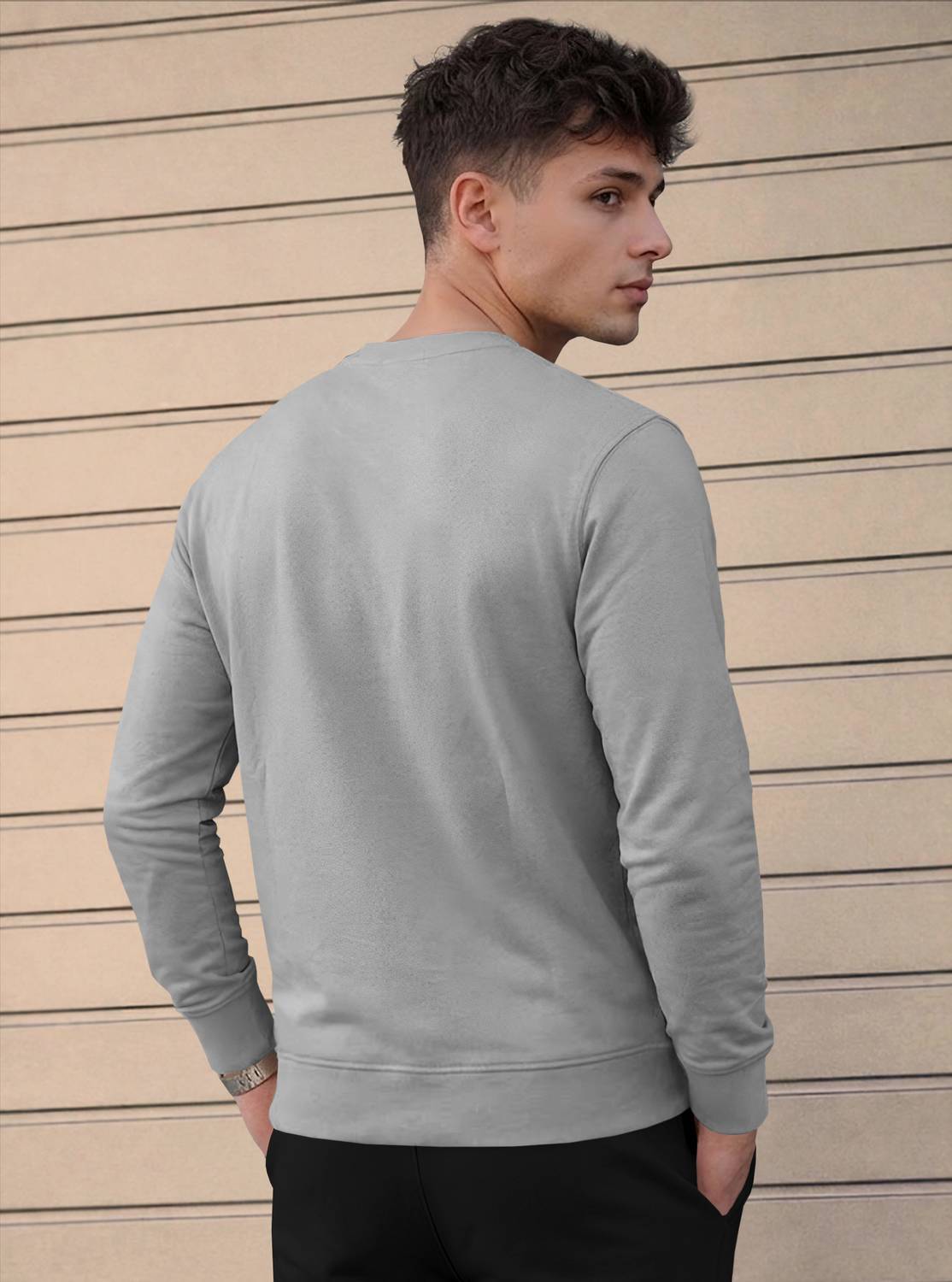 MADBROS Solid Men Round Neck Grey T-Shirt - Image 2