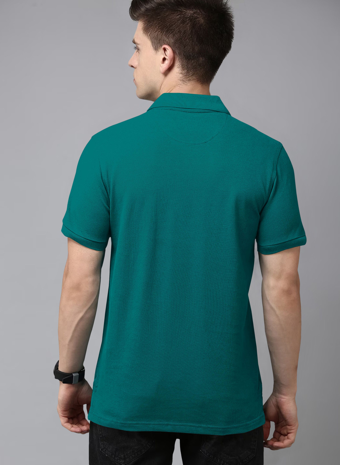 Image of Triptee Solid Men Polo Neck Green T-Shirt