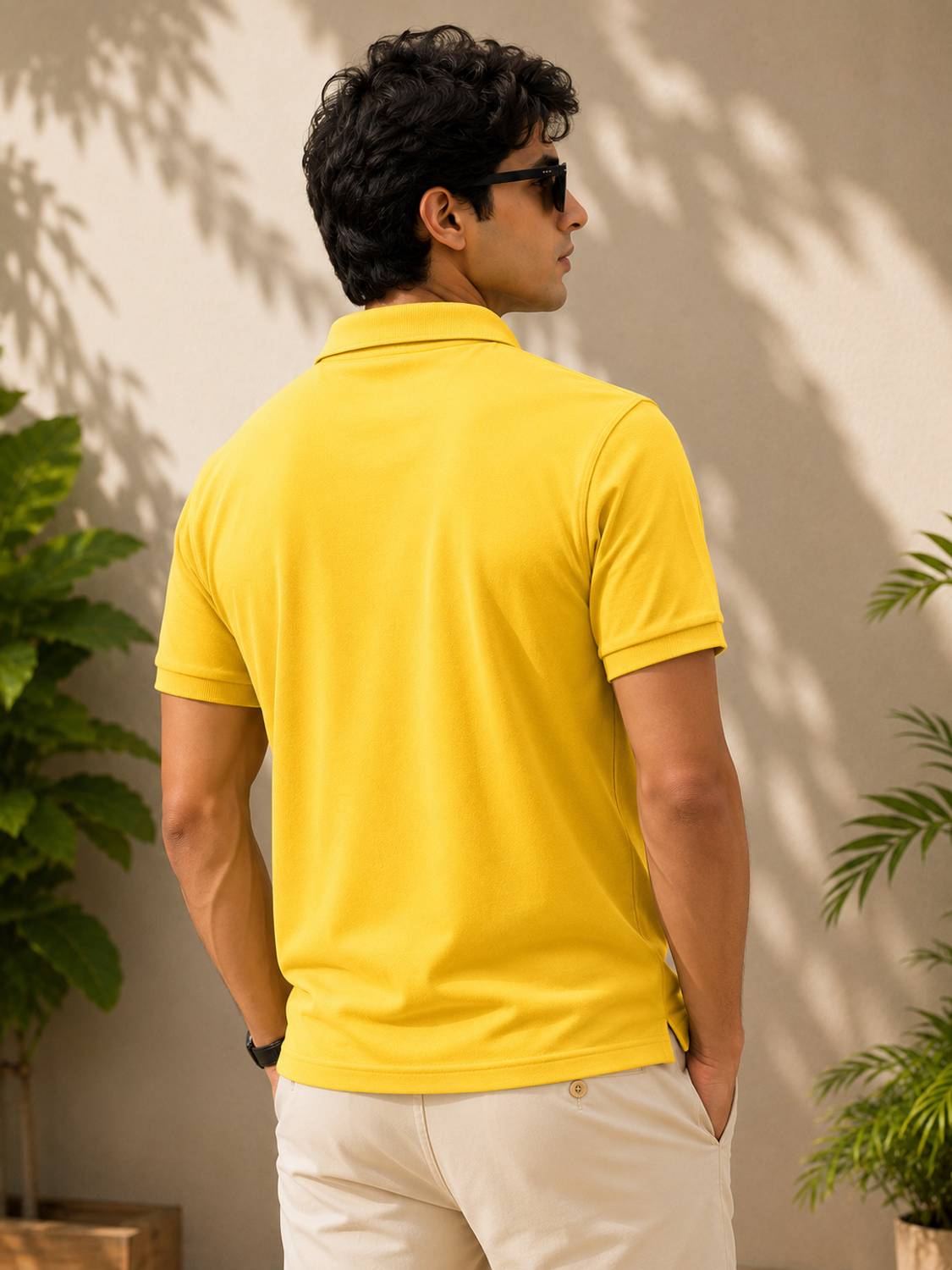 COTFYNE Men Yellow Polo Neck T-Shirt - Image 2