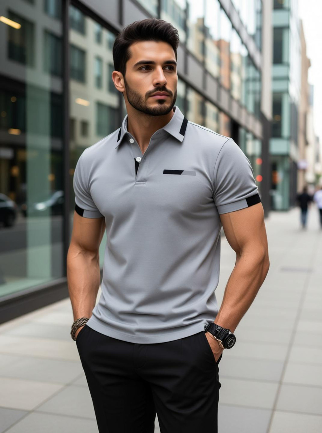 Image of MD by Mathra Dass Solid Men Grey T-Shirt