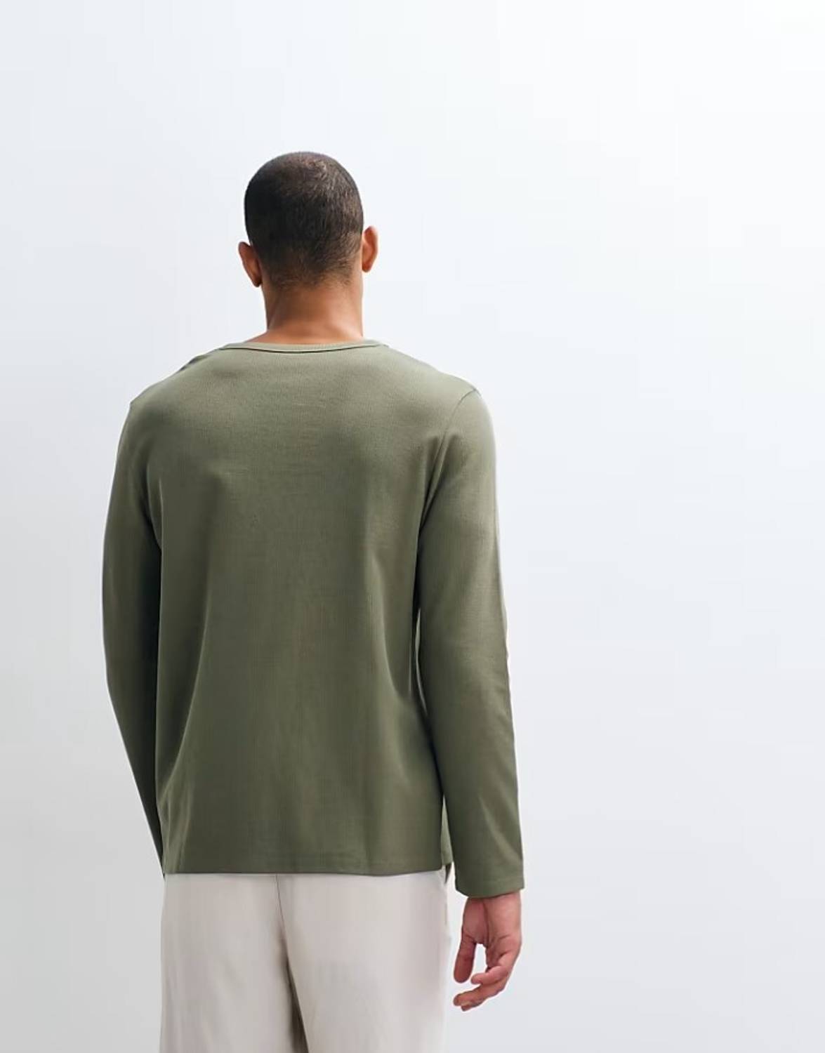 Styvibe Men Green Henley Neck T-Shirt - Image 4
