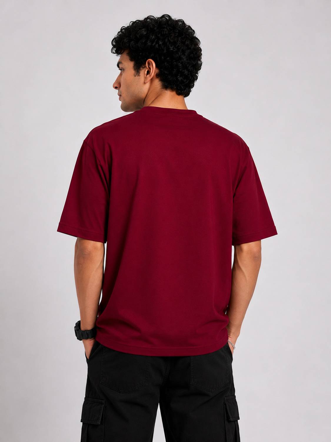 Zain Men Maroon Round Neck T-Shirt - Image 2