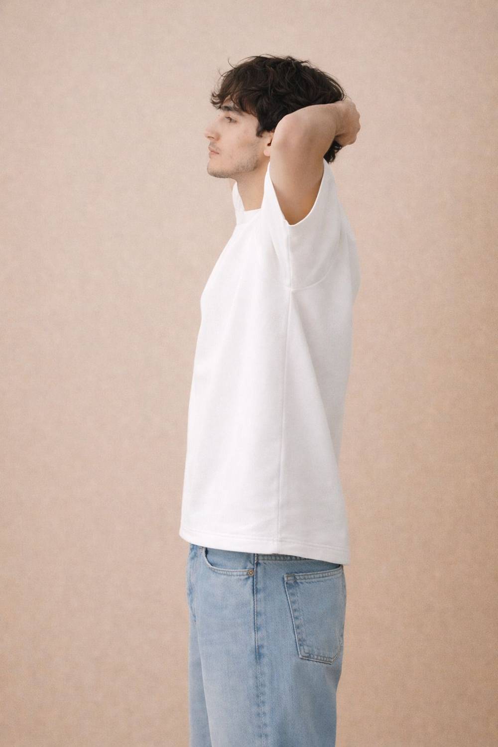 RIVONN Men White Crew Neck T-Shirt - Image 3