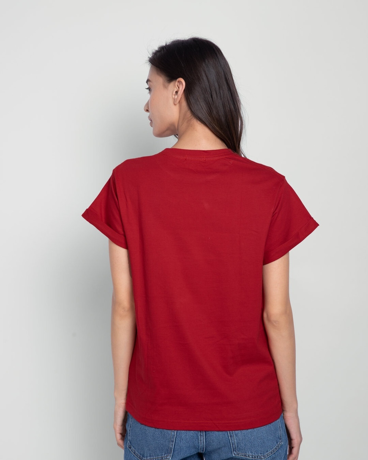 Image of BEWAKOOF Typography Women Round Neck Red T-Shirt