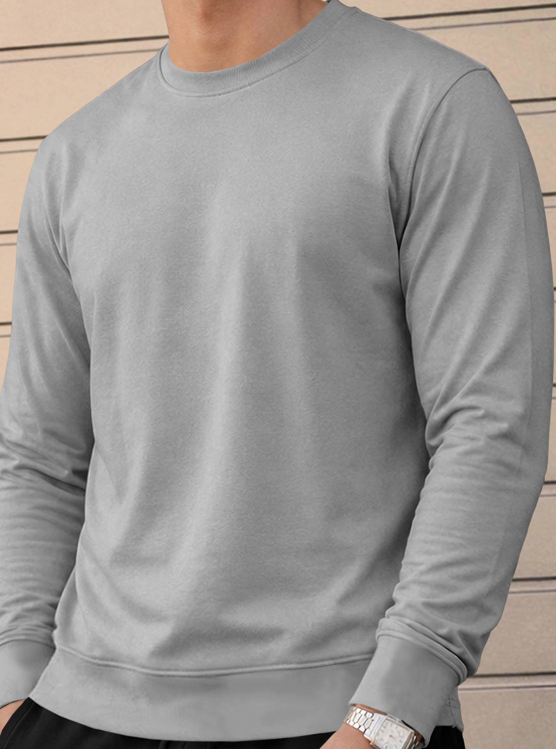 MADBROS Solid Men Round Neck Grey T-Shirt - Image 5