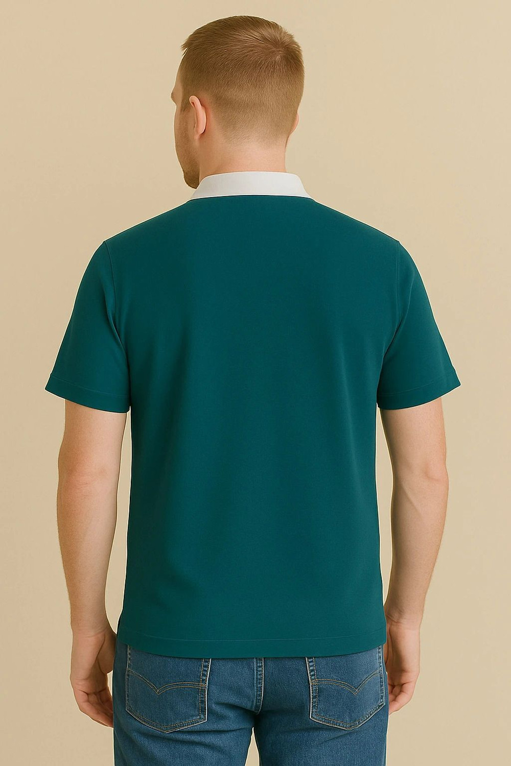 Image of Try This Striped Men Polo Neck Green T-Shirt