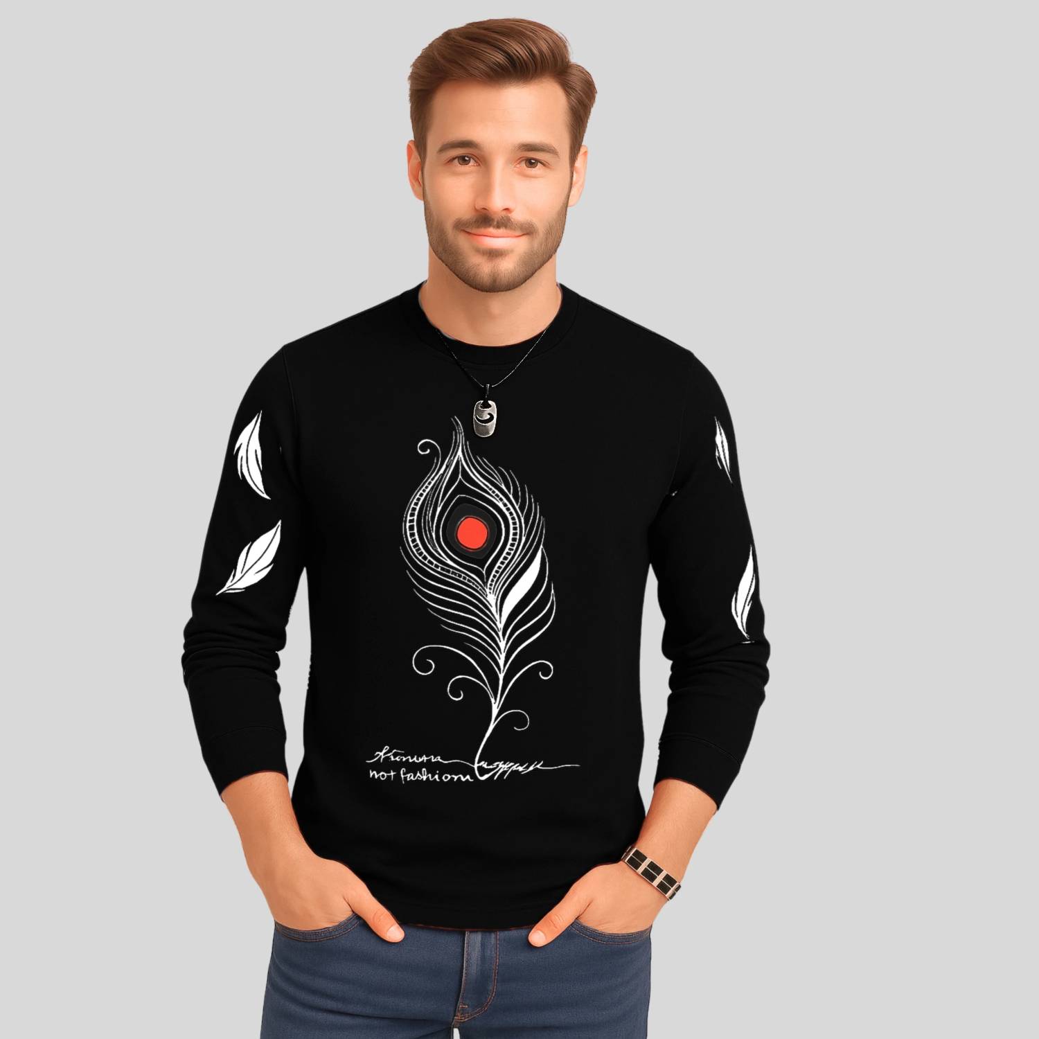 ATLANS Printed Men Round Neck Black T-Shirt