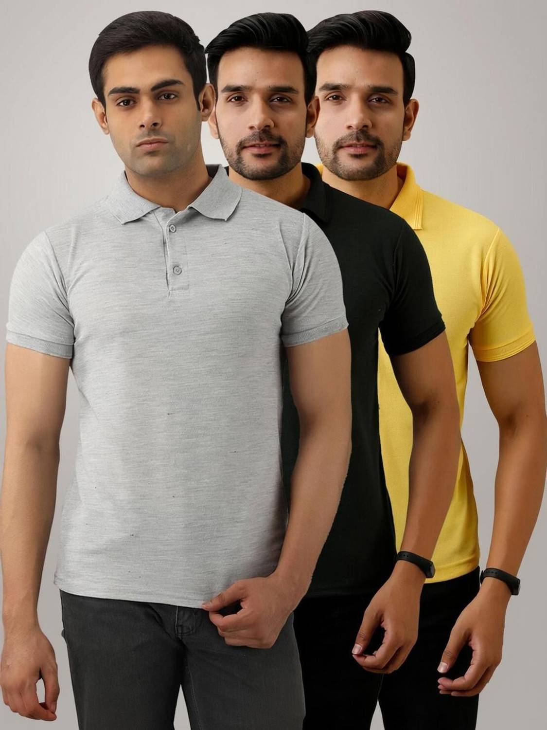 ACENTEO Solid Men Polo Neck Multicolor T-Shirt