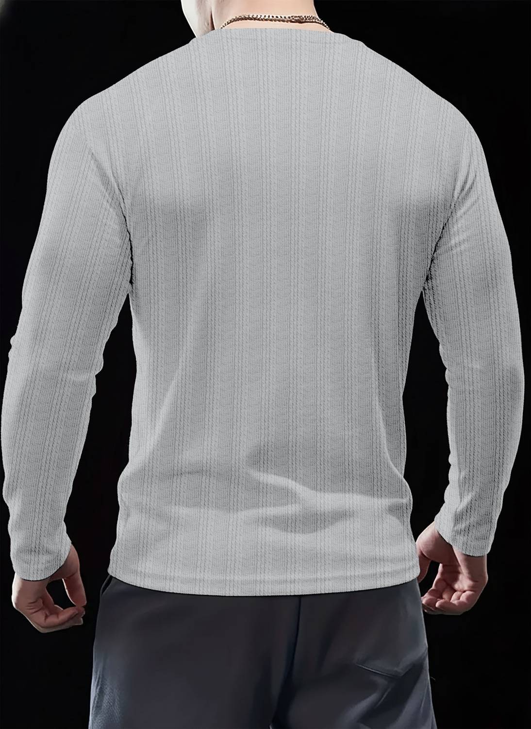 mozero Men Grey Round Neck T-Shirt - Image 4