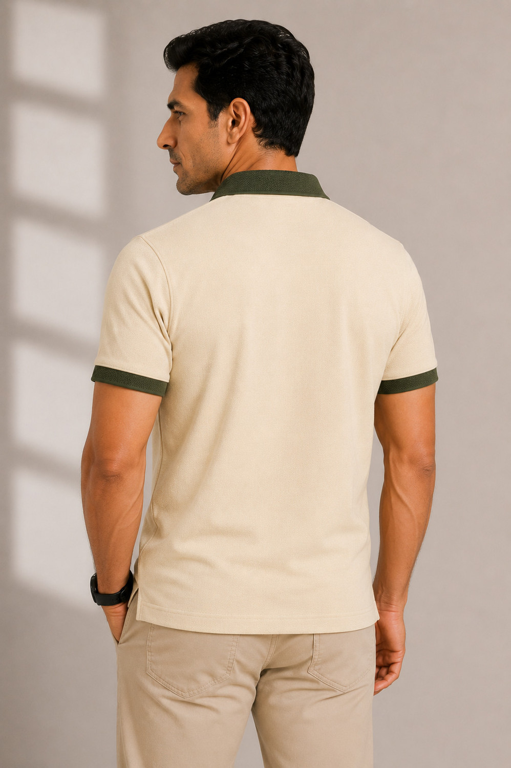 Image of Rikaro Self Design Men Polo Neck Multicolor T-Shirt