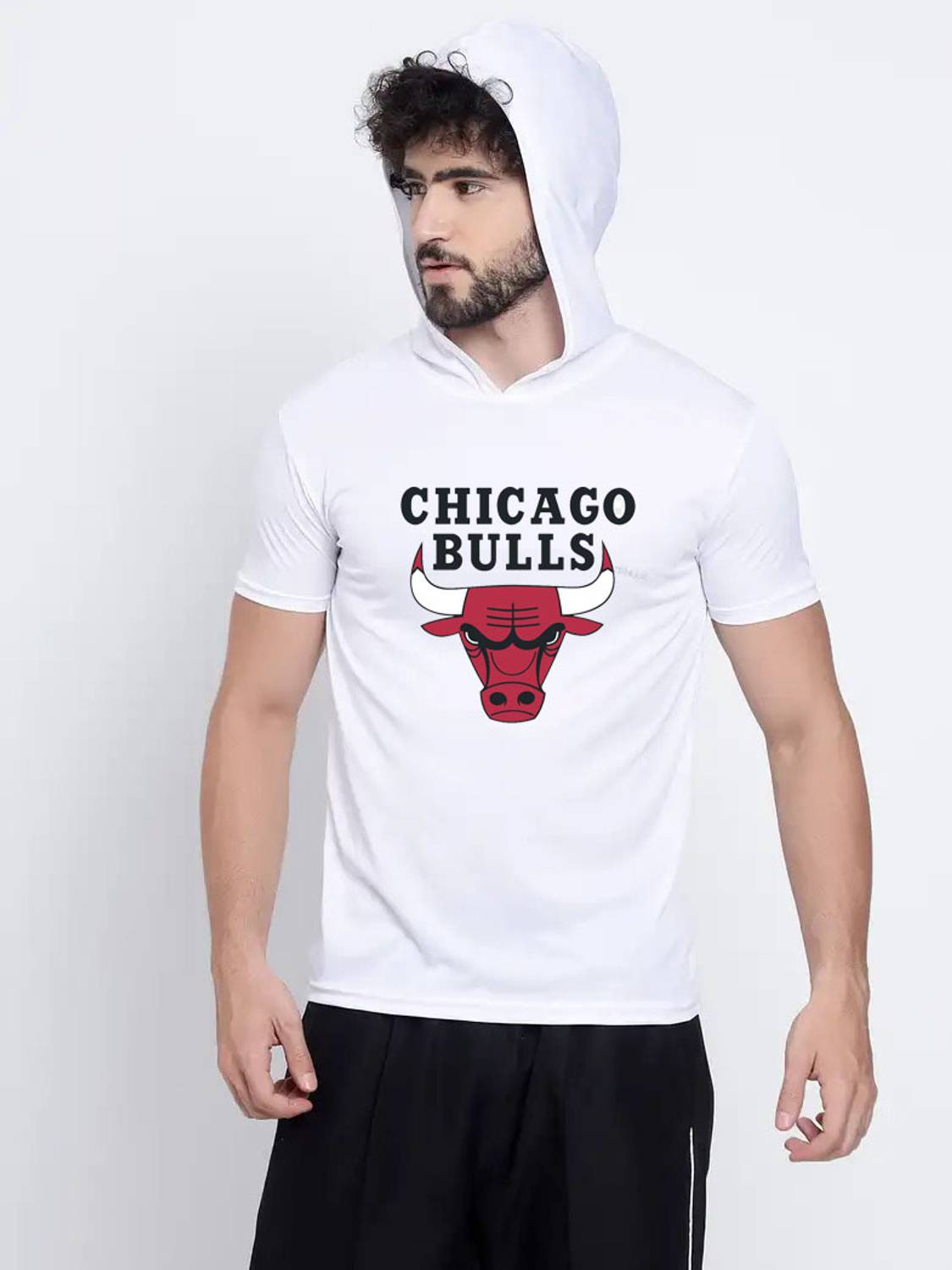 Adabsha Printed Men Hooded Neck White T-Shirt