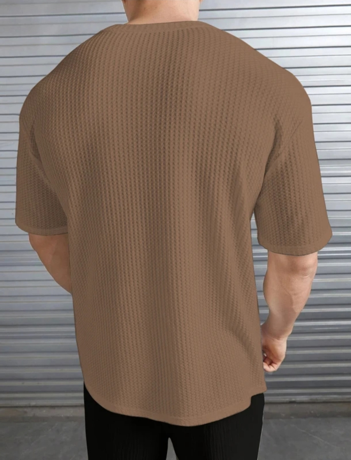 Image of THE NEXT LEVEL Self Design Men Brown T-Shirt
