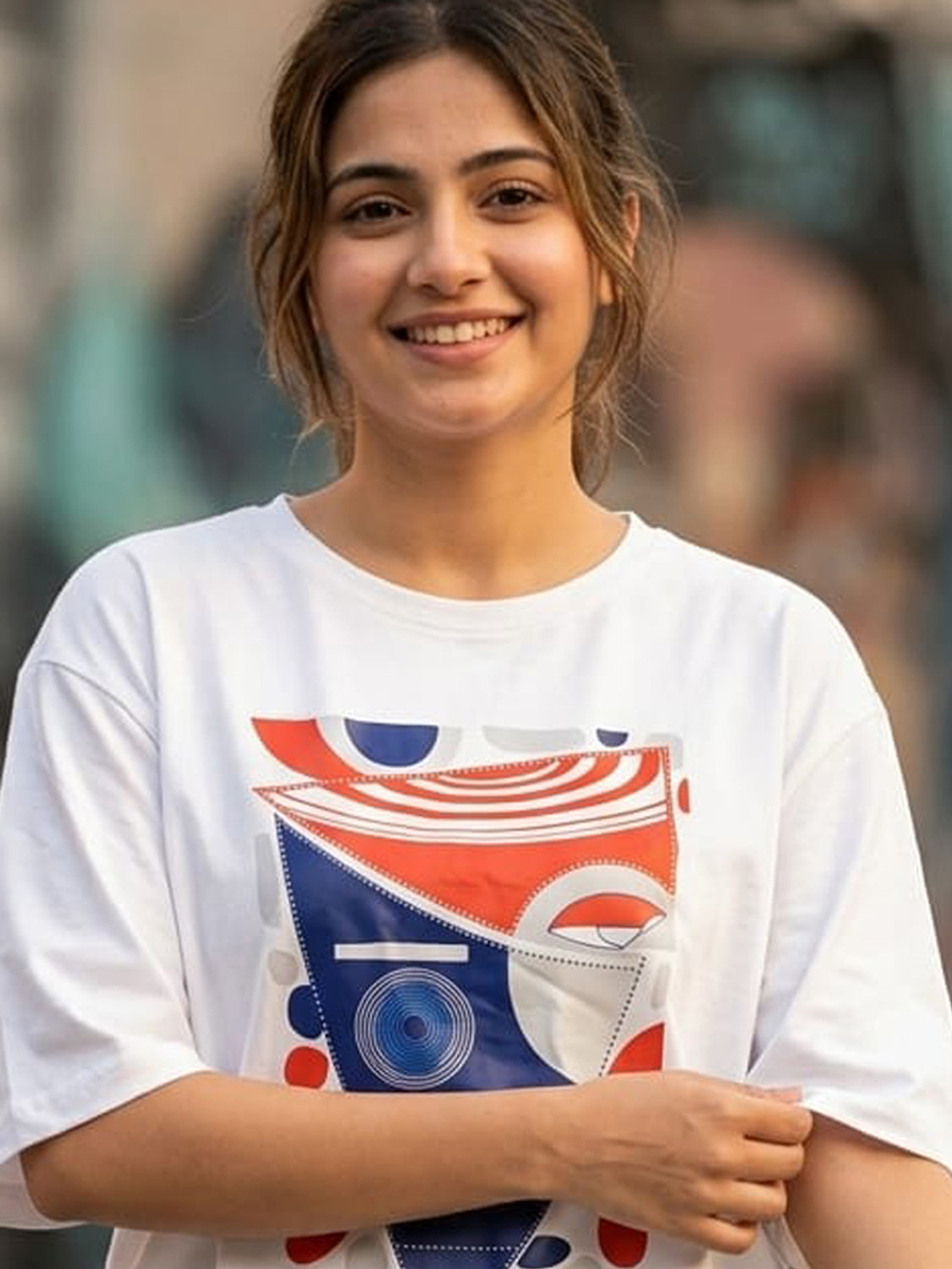 Image of METRONAUT Printed Women Round Neck White T-Shirt