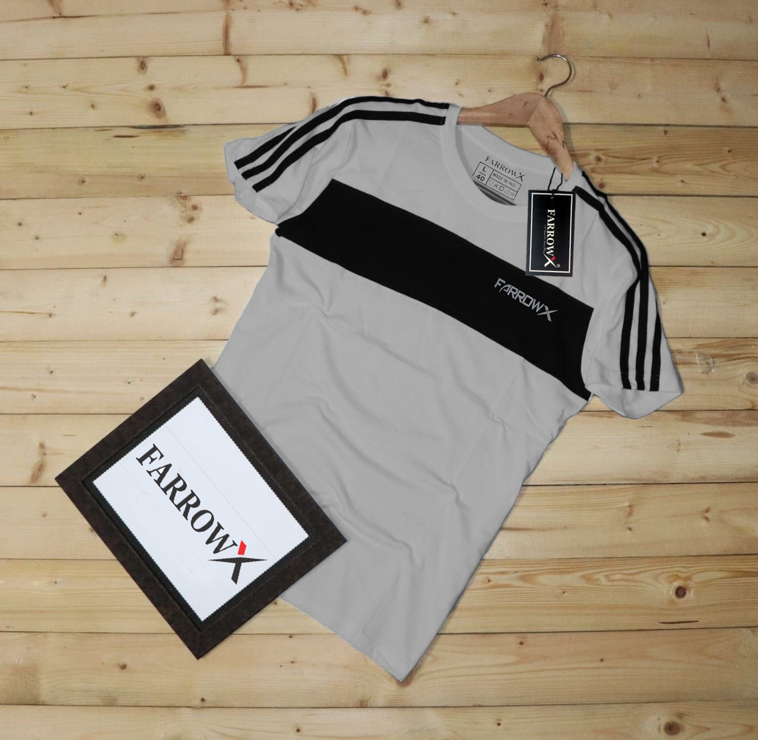 Image of FARROWX Color Block Men Silver T-Shirt