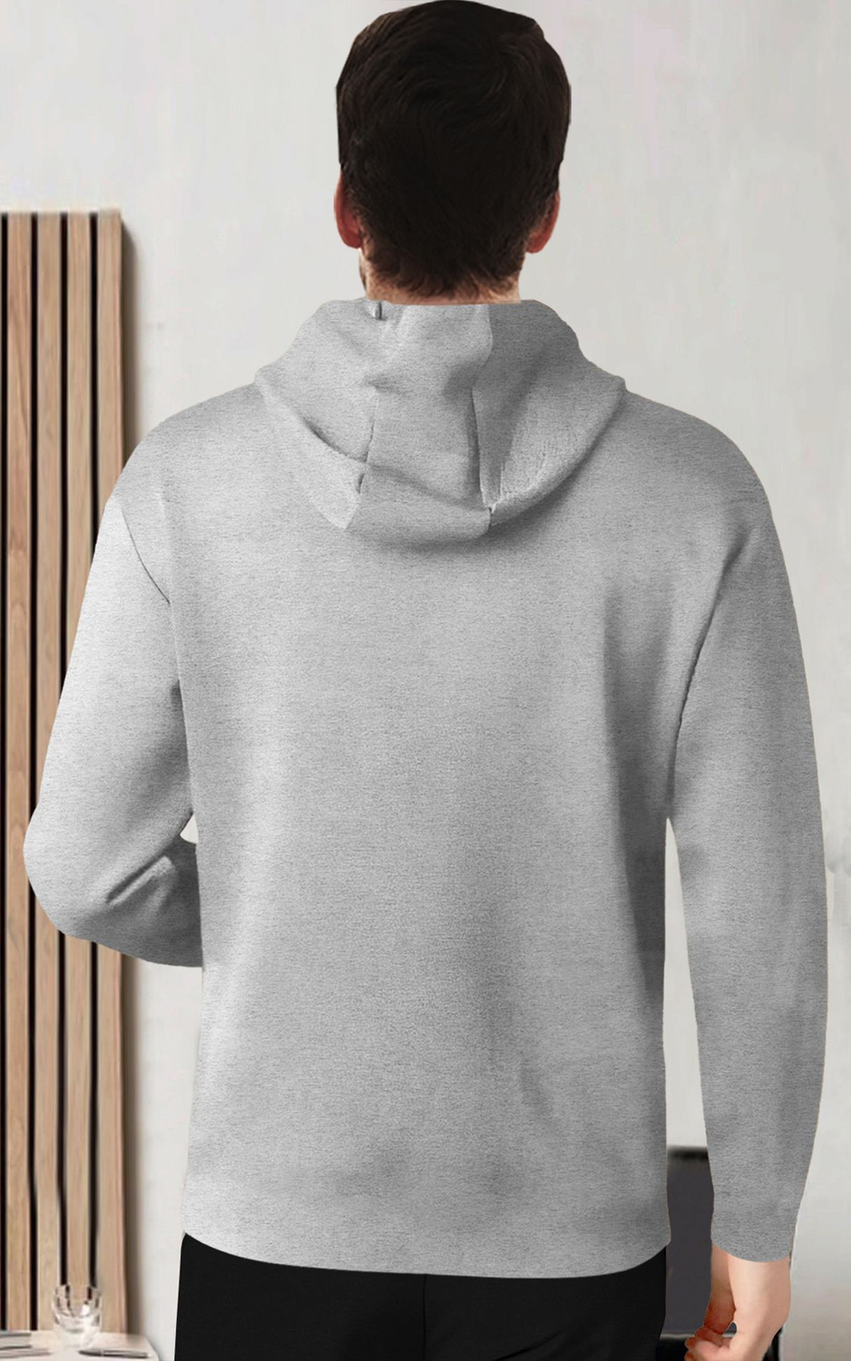 Image of BLIVE Printed Men Hooded Neck Grey T-Shirt