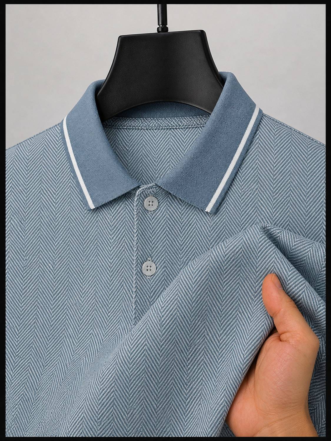MACK JONNEY Men Blue Polo Neck T-Shirt - Image 1