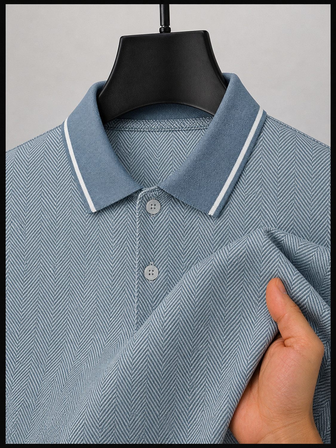 Image of MACK JONNEY Self Design, Solid Men Polo Neck Blue T-Shirt