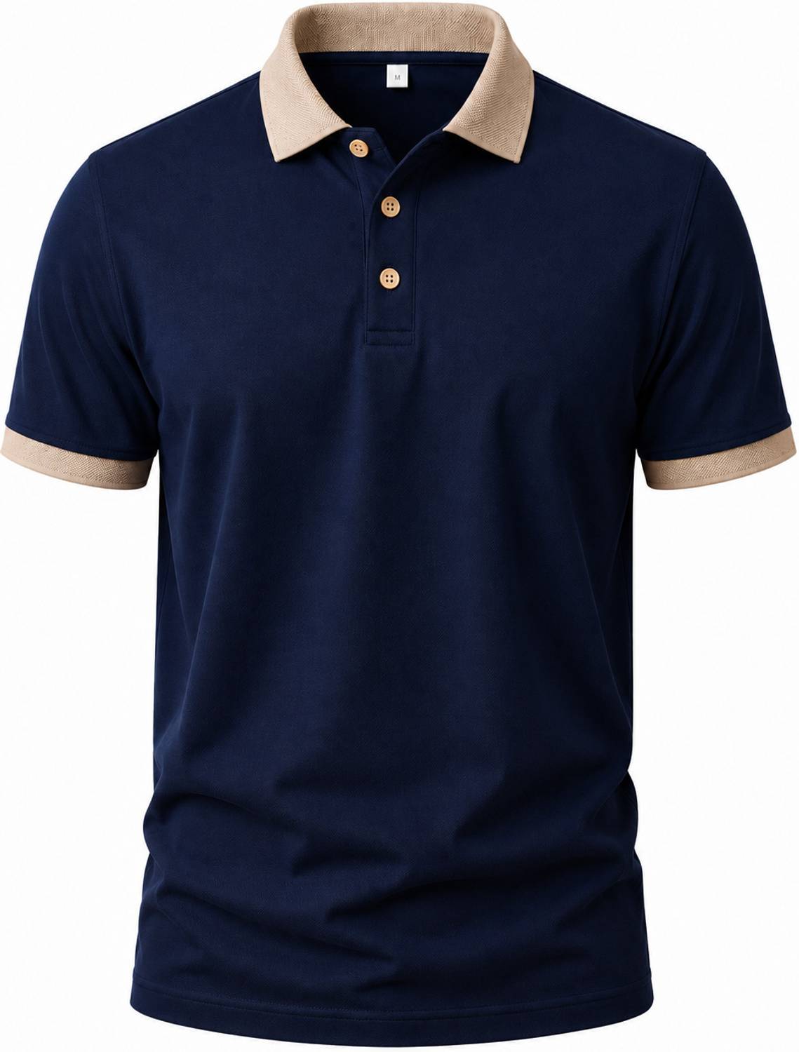 Elivaro Navy Blue Polo Neck T-Shirt - Image 2