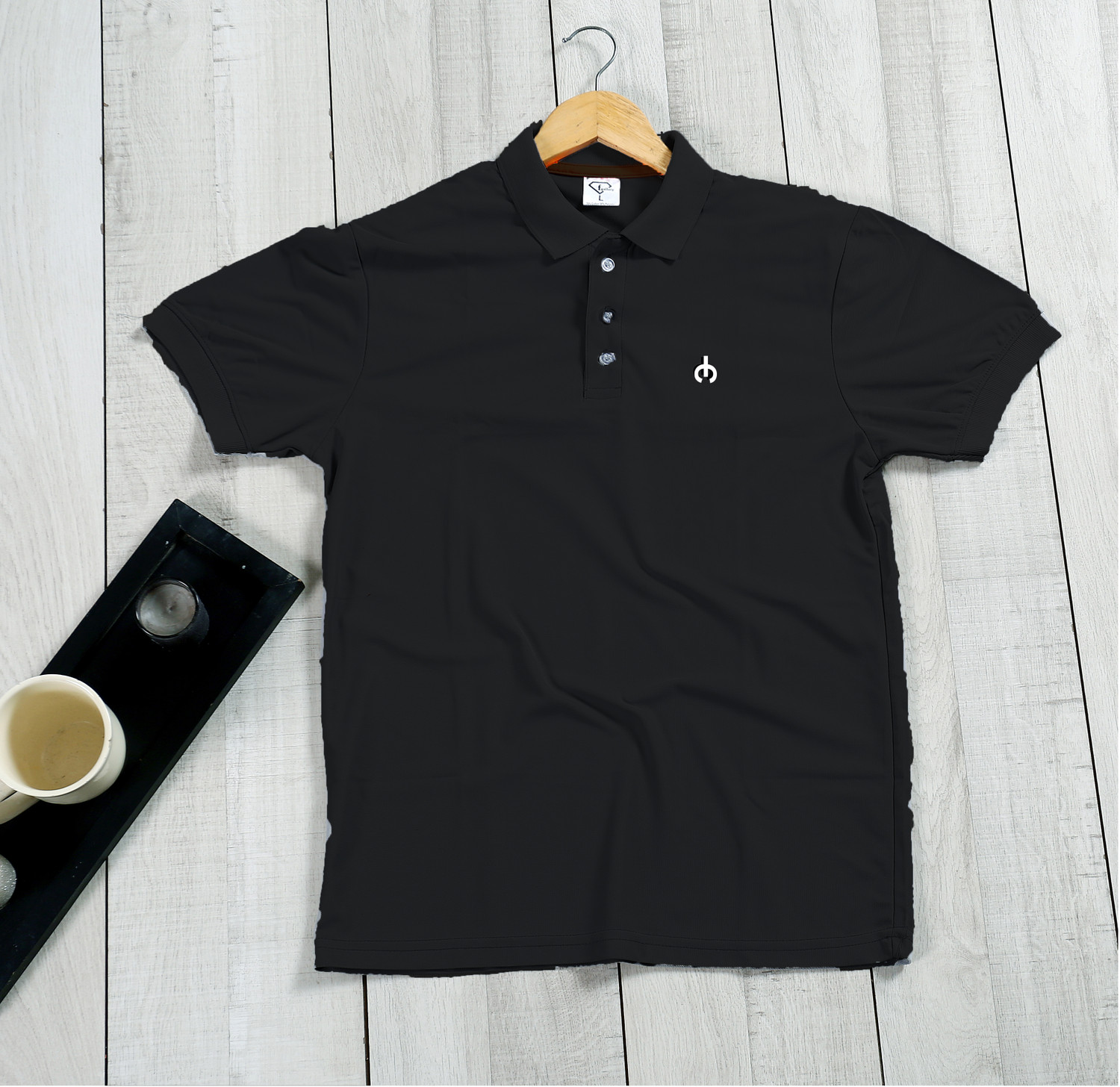 Image of Crafted India Solid Men Black T-Shirt