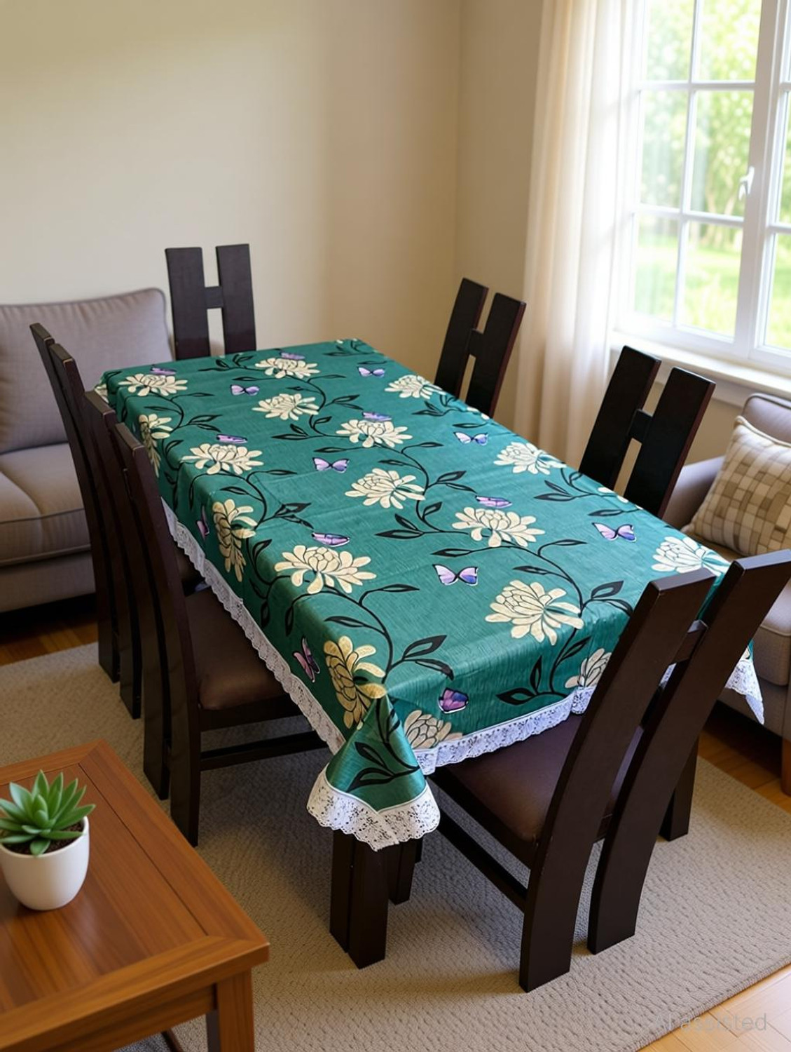 Image of CASA FURNISHING PVC 6 Seater Floral Table Cover