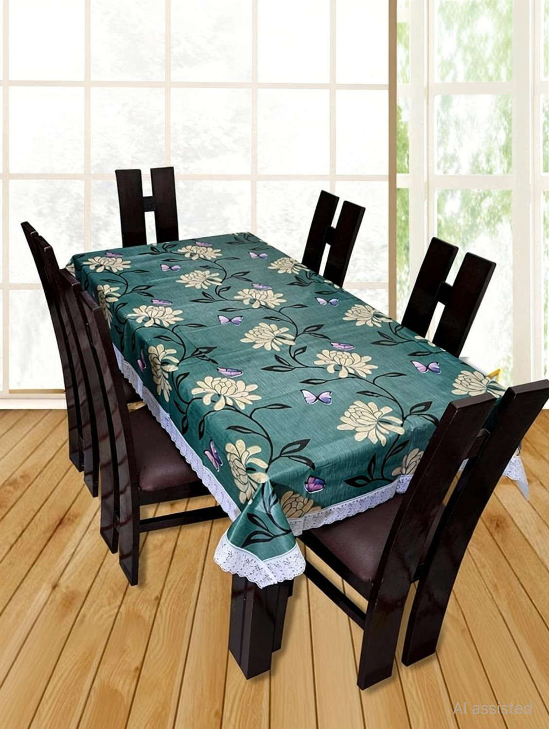 Image of CASA FURNISHING PVC 6 Seater Floral Table Cover