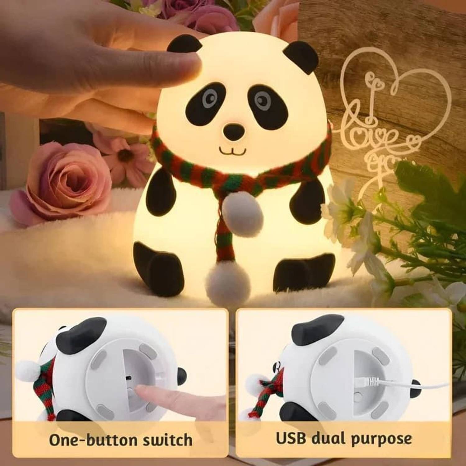 Dazzel Flex Rechargeable Silicone Panda Night Light - Image 5