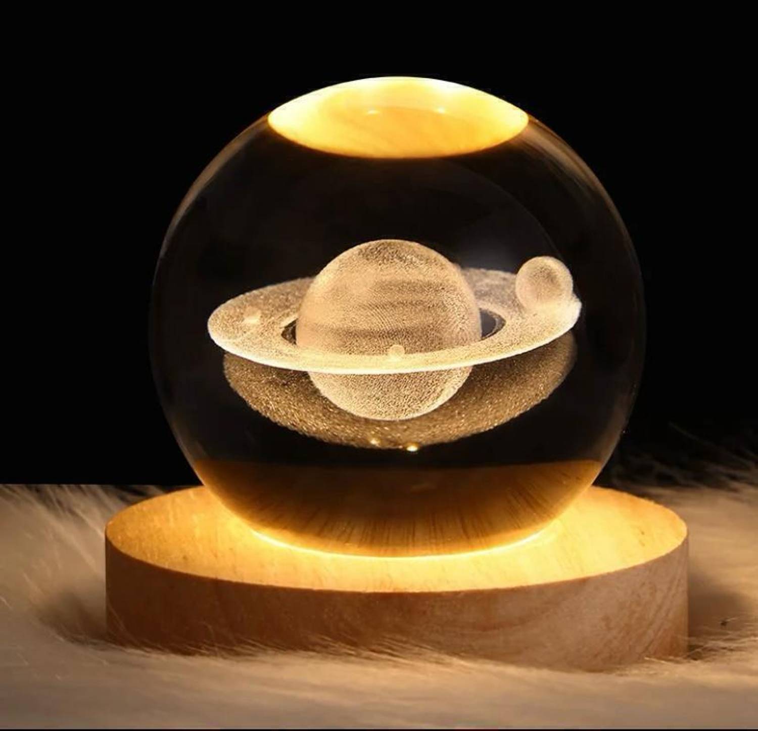 Envision 3D Saturn Crystal Ball Night Lamp with Base for Living R