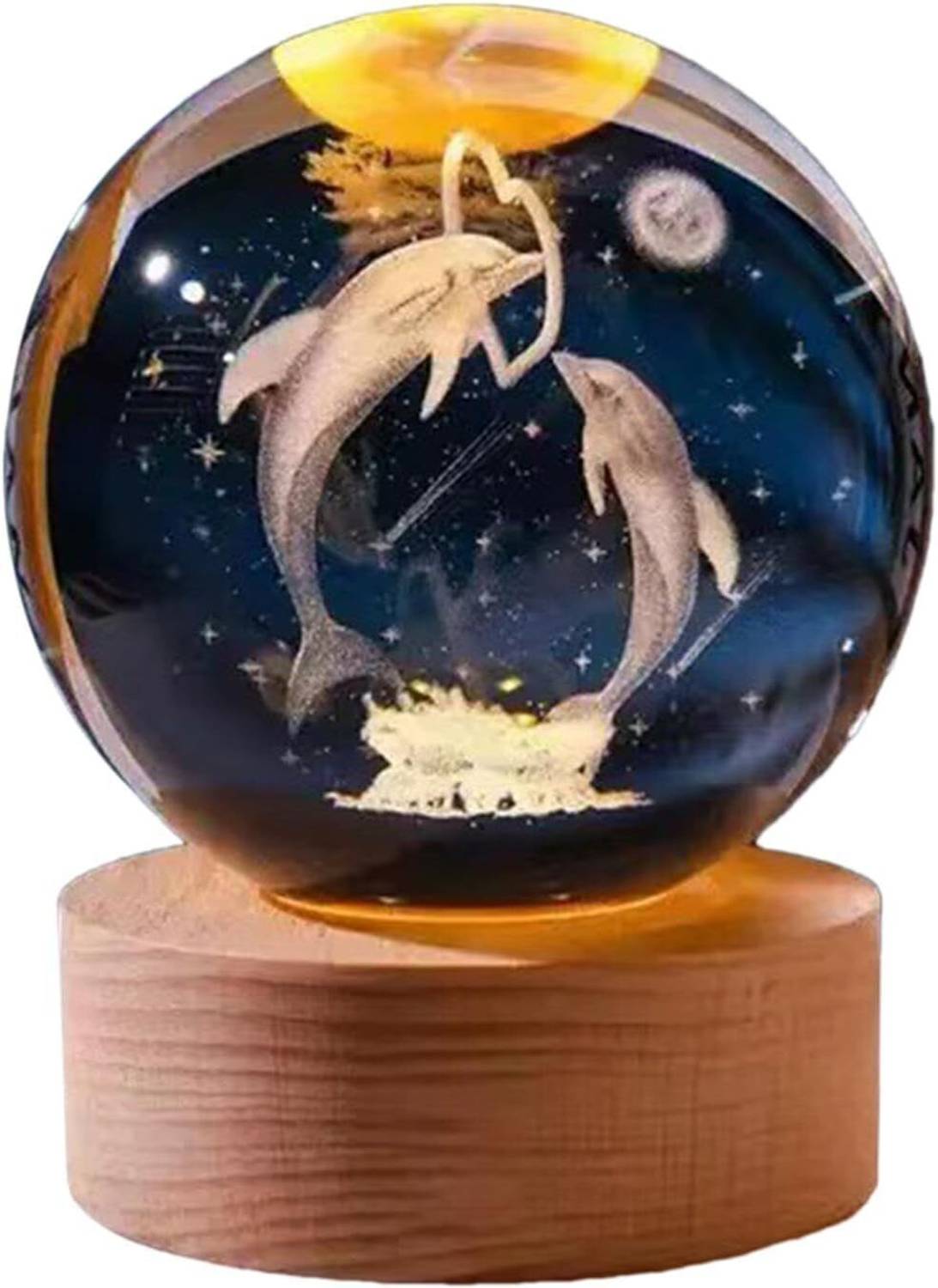 carempire 3D Inner Carved Lighting Crystal Ball, Decorative Cryst