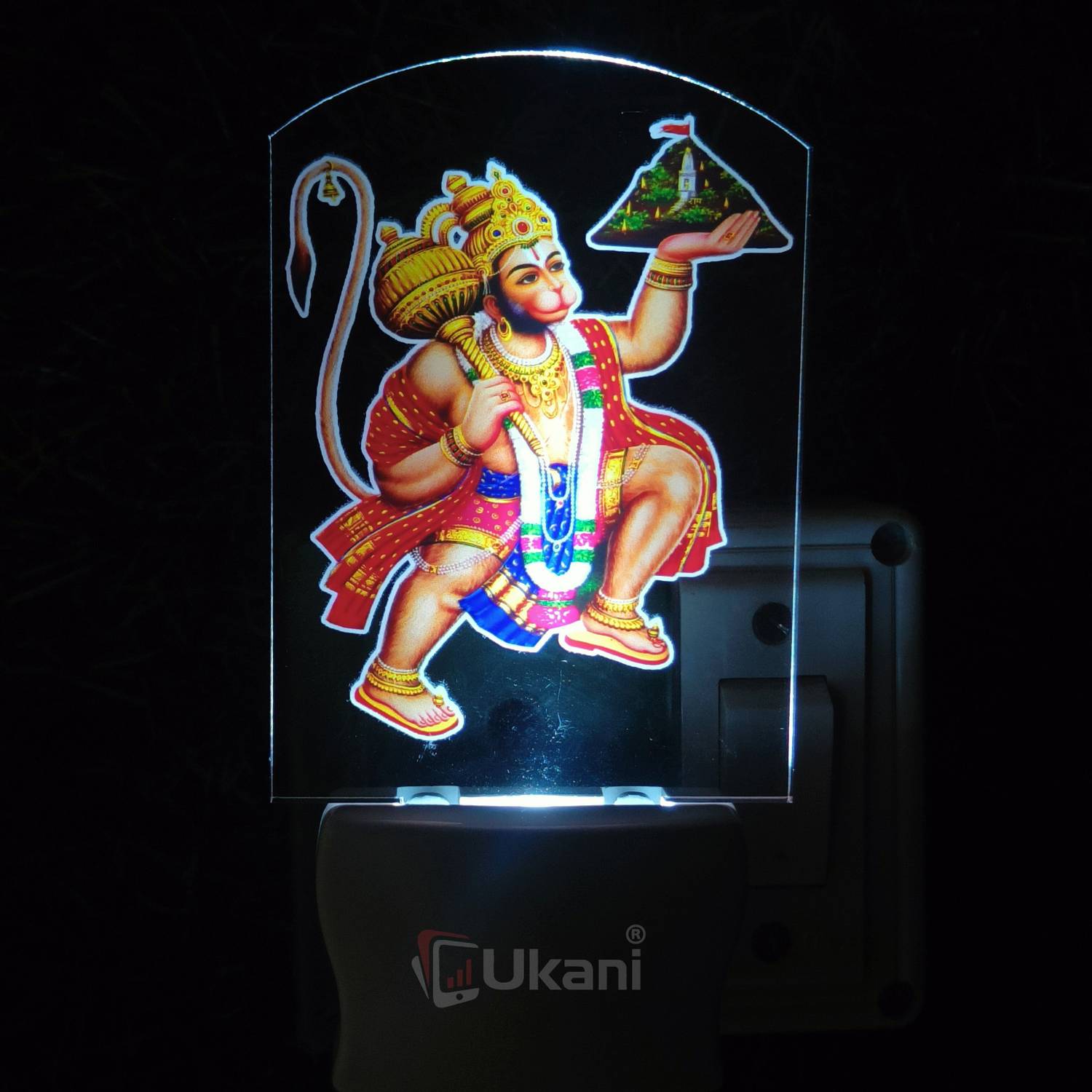 UKANI HANUMANJI UV Printed Acrylic 3D Illusion White Colour LED P