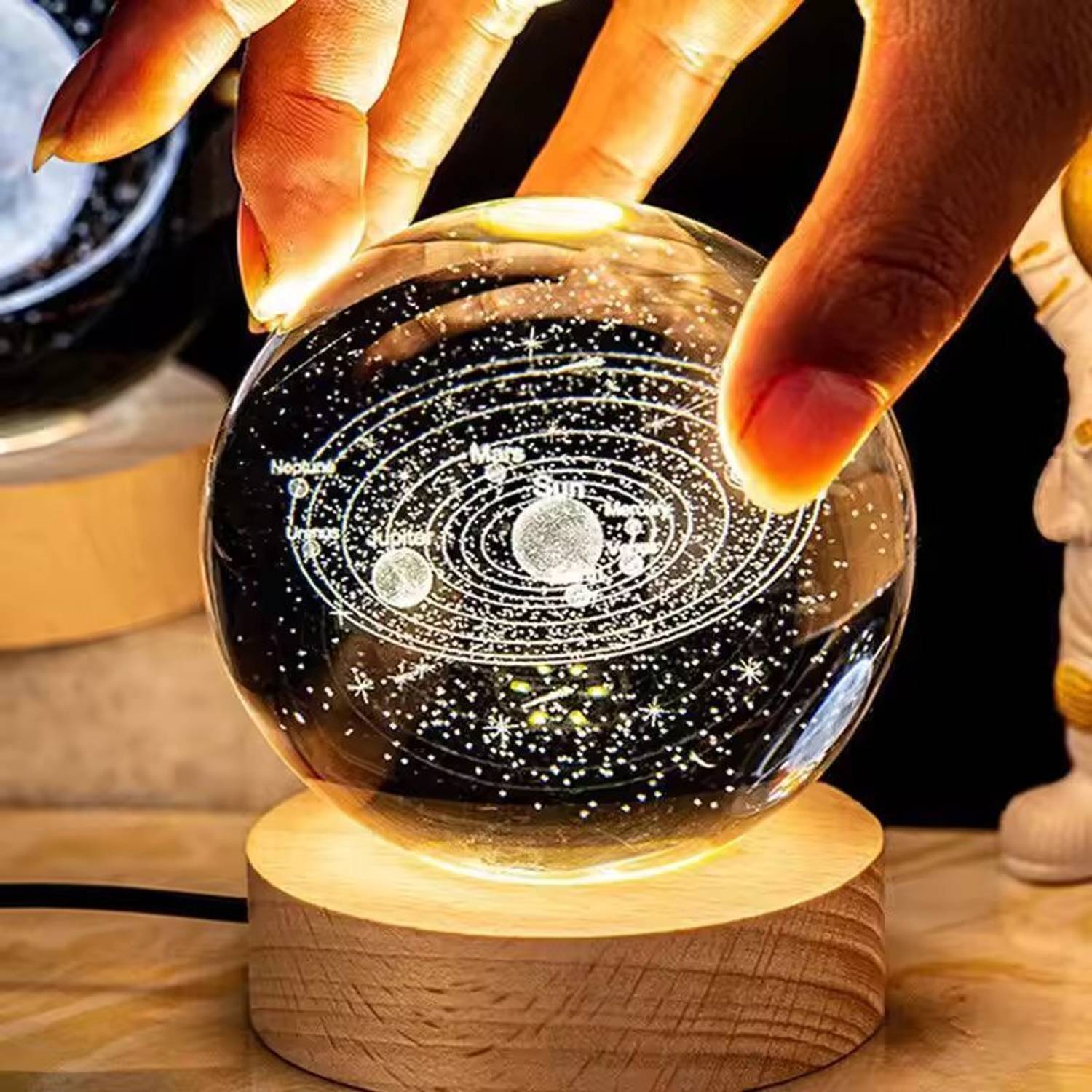 poksi 3D USB Night Lamp with Wooden Stand, Bedroom Lamp, Kids Lam