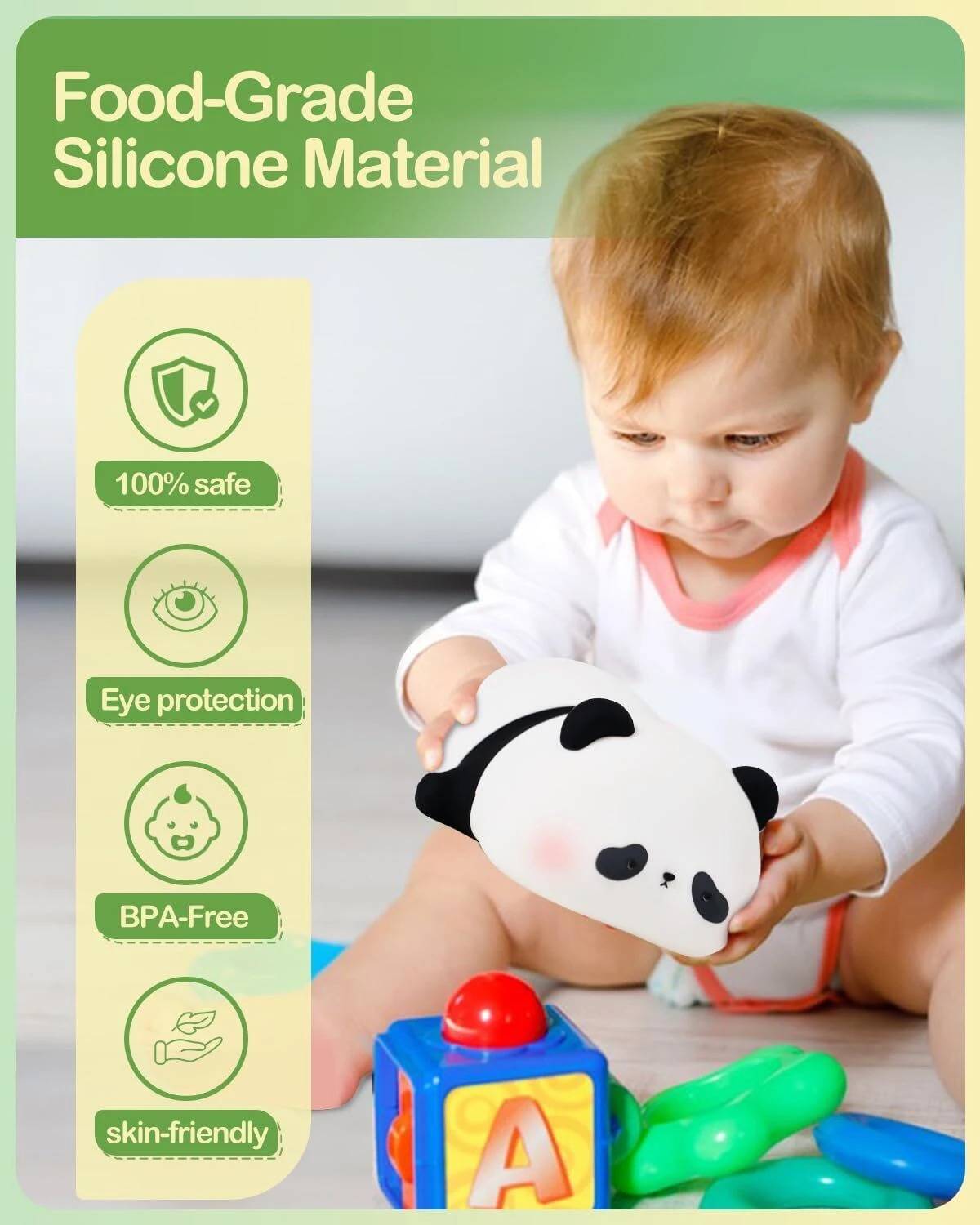 FINIFAB Cute Sleeping Panda Night Light - 7-Color Changing, White, 6 - Image 3