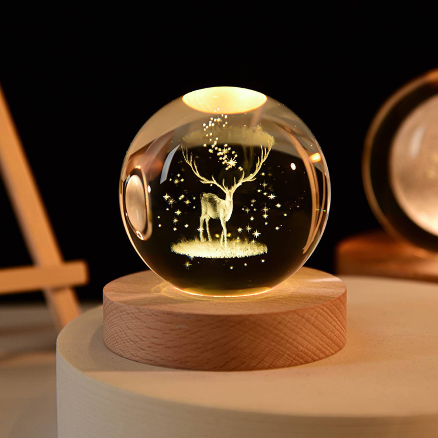 EPICK 3D Crystal Ball Night Lamp with Base for Living Room, decor
