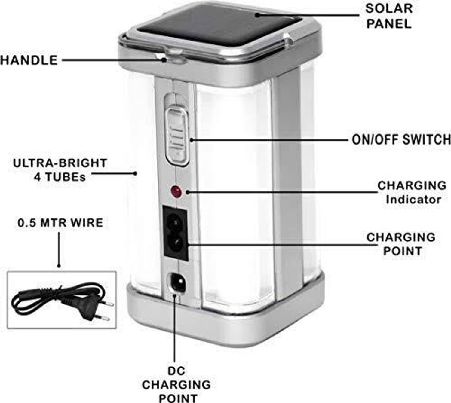 HASRUSideube with Solar Table Lamp (2 cm, SILVER COLOR, Multicolo