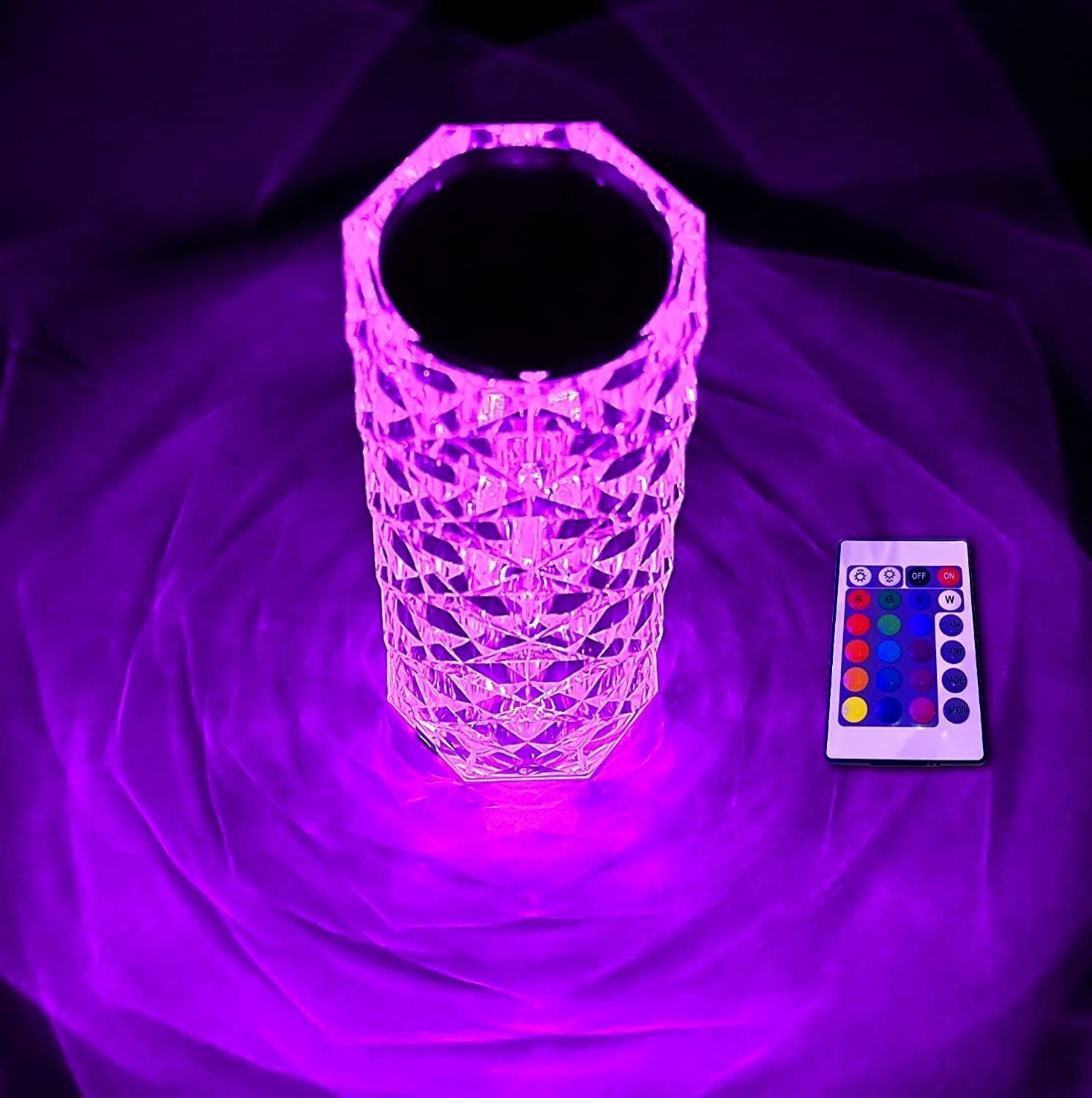 Image of Niclas 3 Touch Diamond Crystal Lamp,Crystal Rose Lamp,16 Color RGB Changing LED Lights Table Lamp