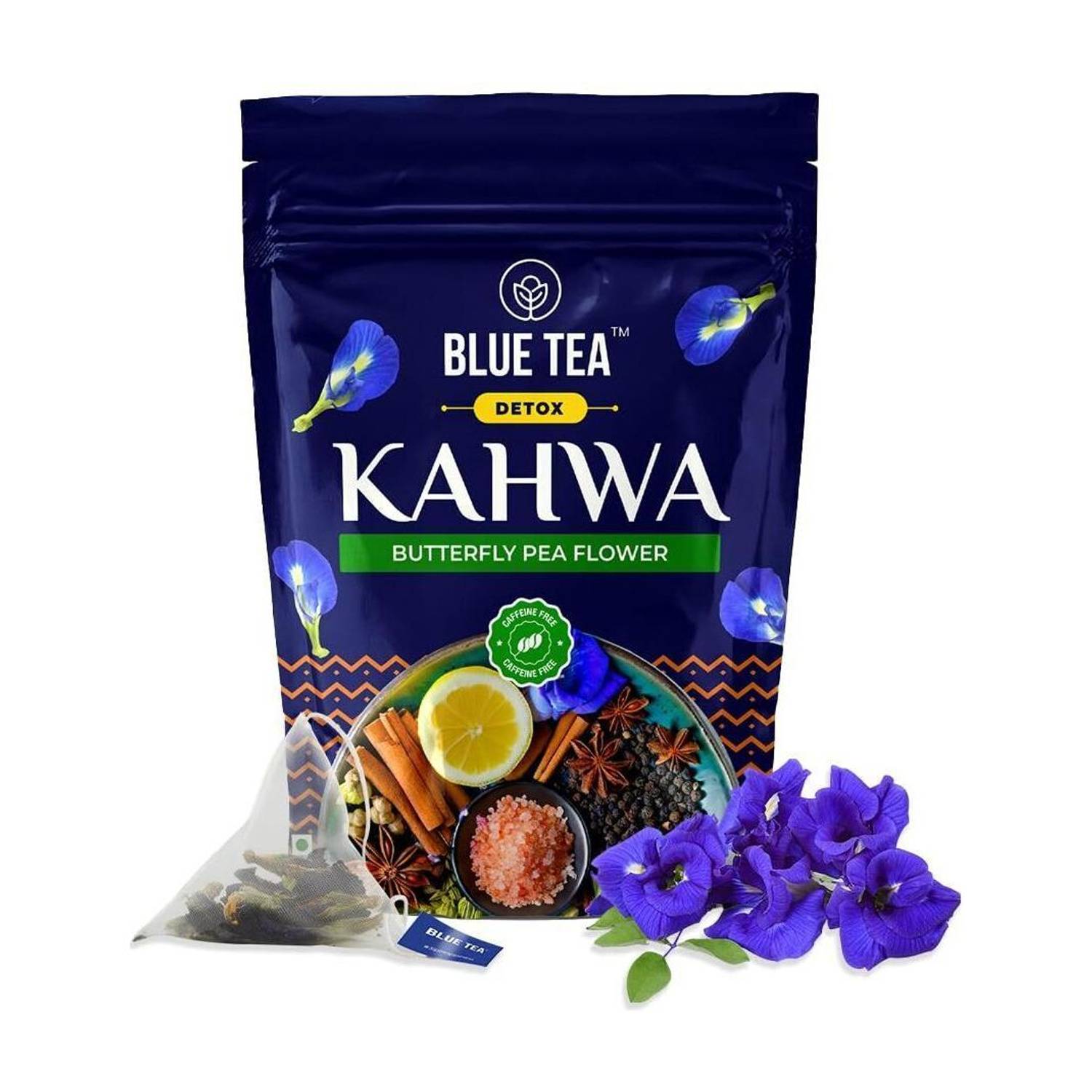 BLUE TEA Butterfly Pea Detox Desi Kahwa - | Helps To Improve Immunity |Caffeine Free | Herbal Tea Pouch