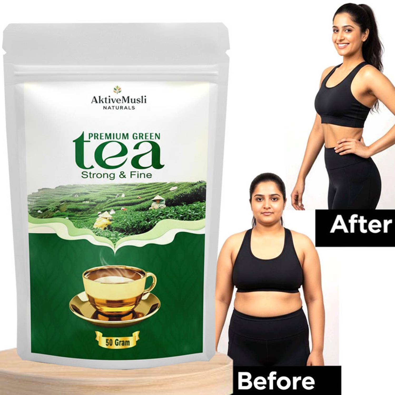 Aktivemusli Green Tea Leave for Weight Loss | Premium Tea Active Ingredients Mint Green Tea Pouch