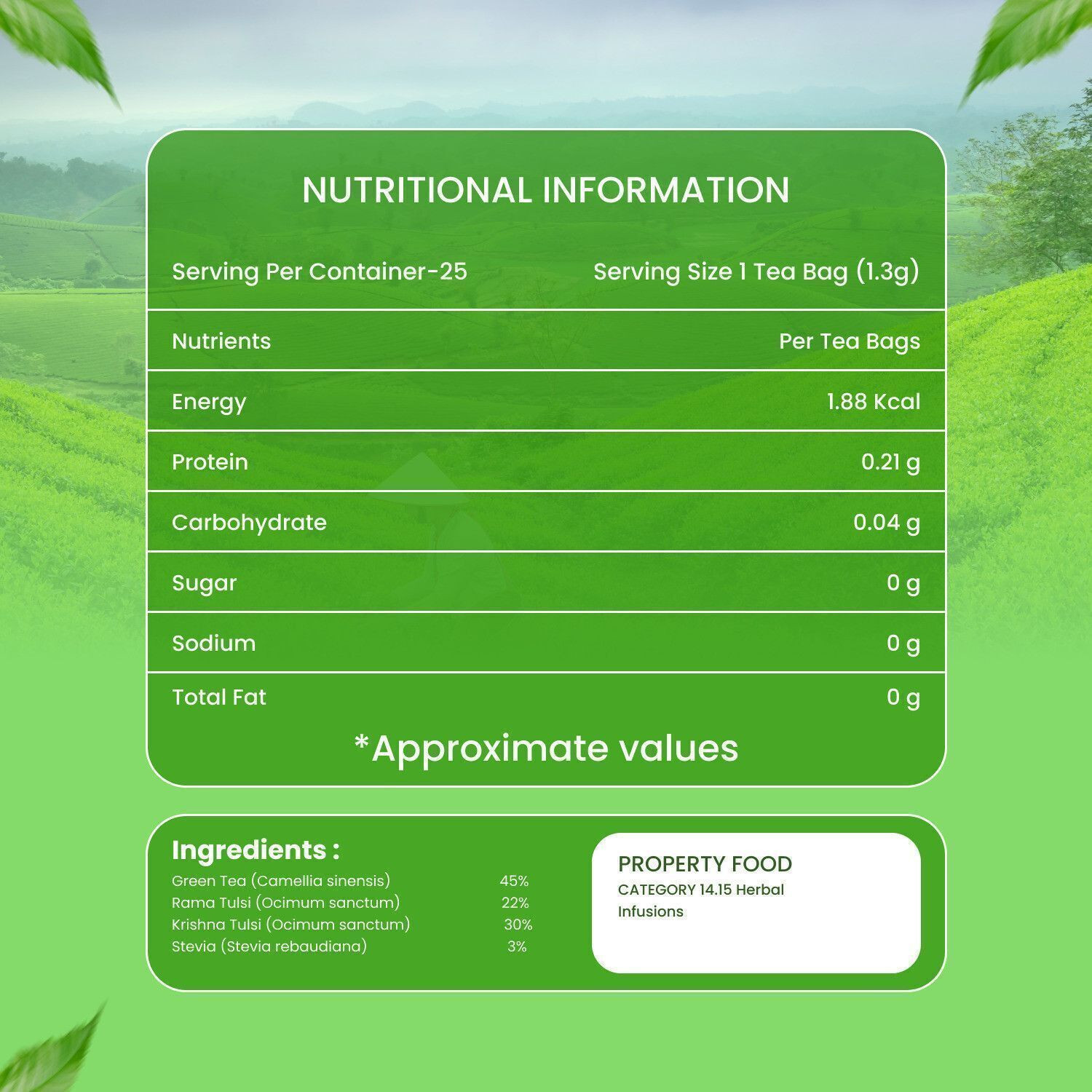 Image of NutroVally Green Tea Tulsi for Weight Loss | Immunity Booster Loaded with Anti-Oxidants Tulsi Green Tea Bags Box