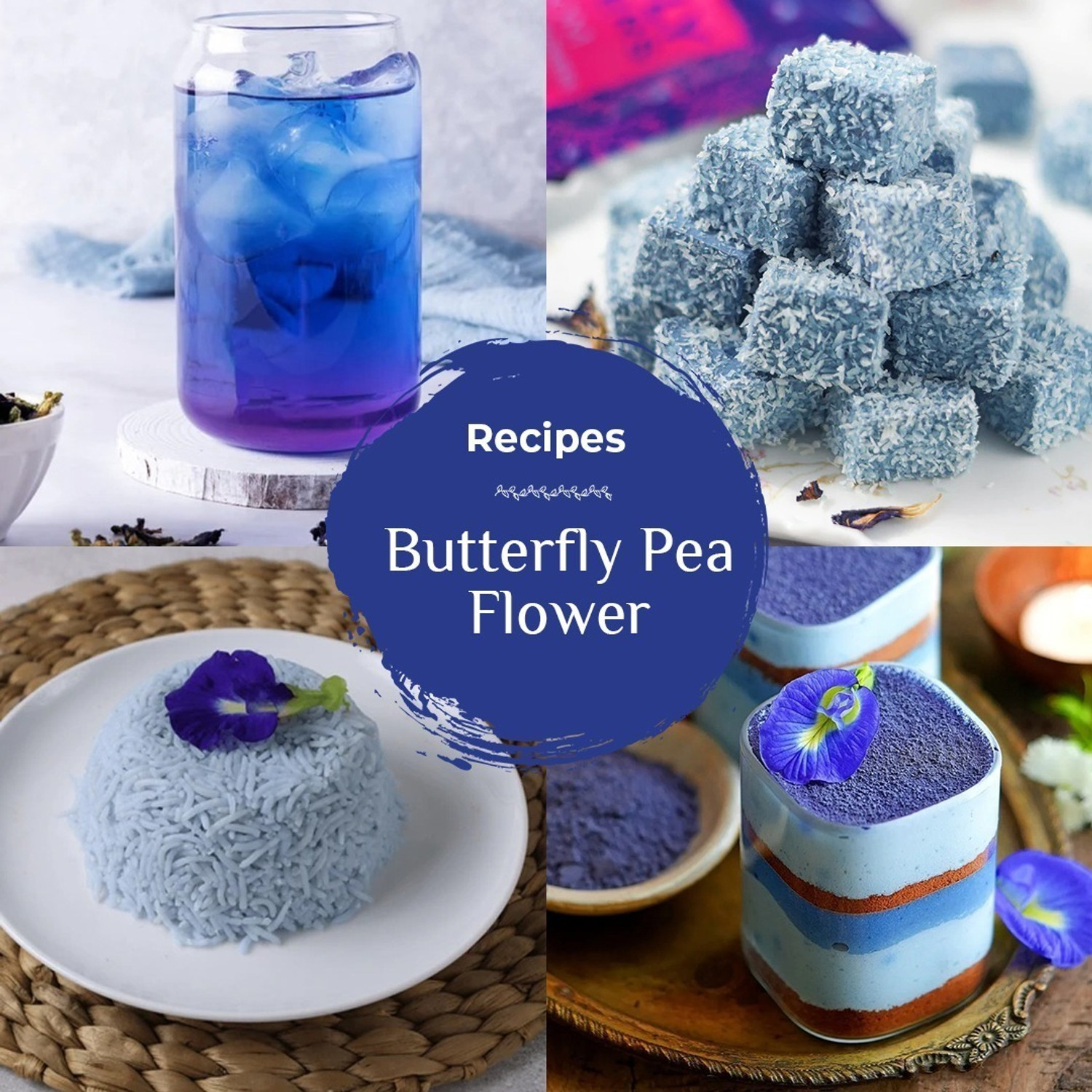 Image of BLUE TEA Butterfly Pea Flower Tea | Antioxidant Rich | Caffeine Free Herbal Tea Bags Pouch