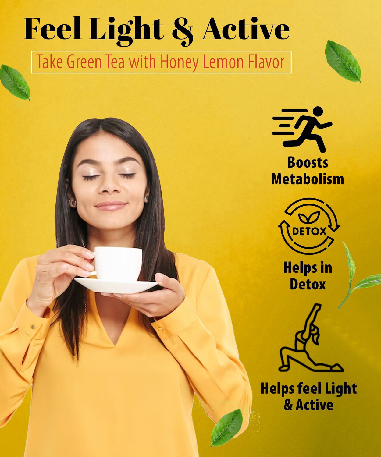 Image of NutroVally Honey Lemon Green Tea for Weight loss | Immunity Booster & Refreshing Honey, Lemon Green Tea Bags Box