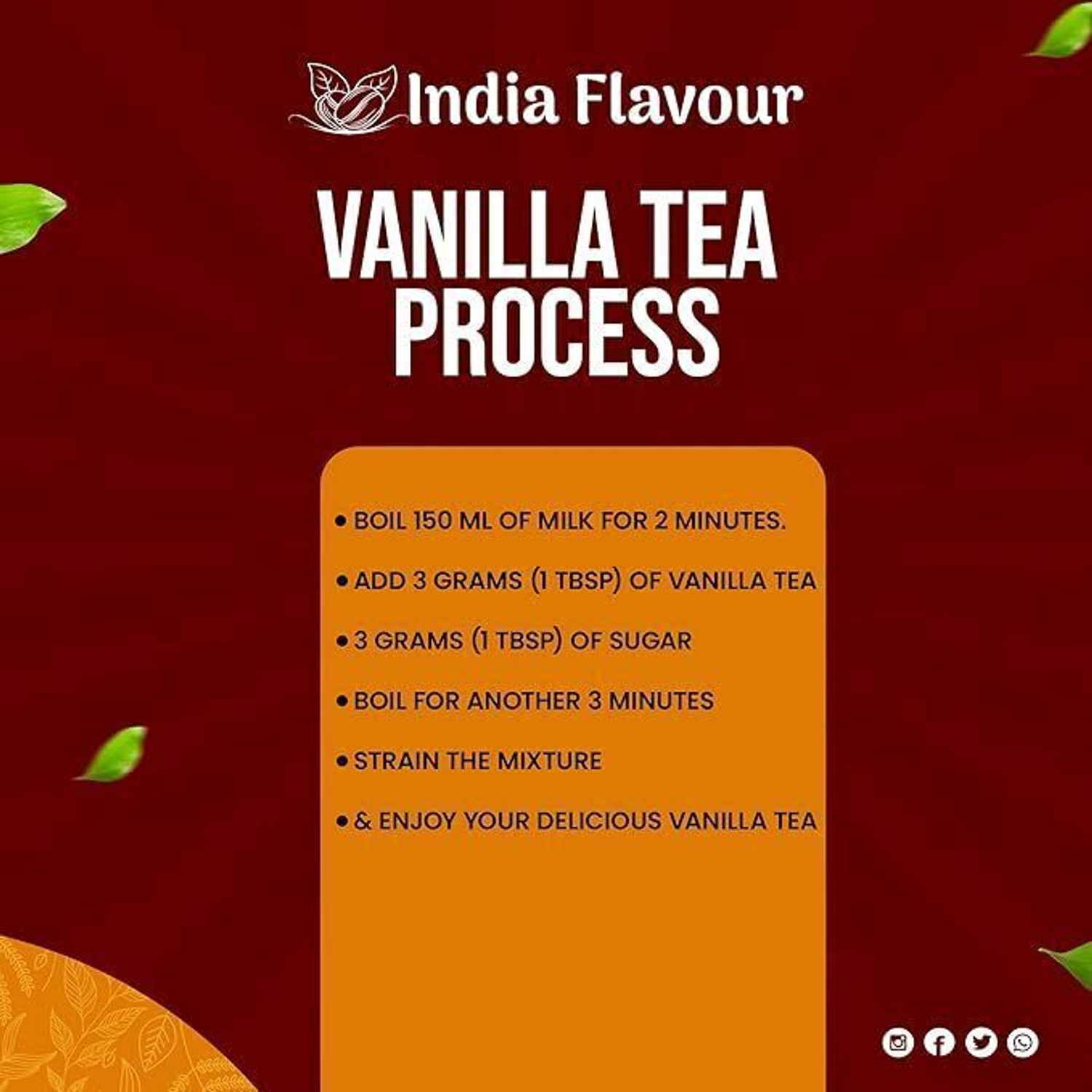 Image of India Flavour Vanilla Tea Powder Organic Tea Rich & Aromatic Blends with Vanilla Tea Vanilla Tea Plastic Bottle