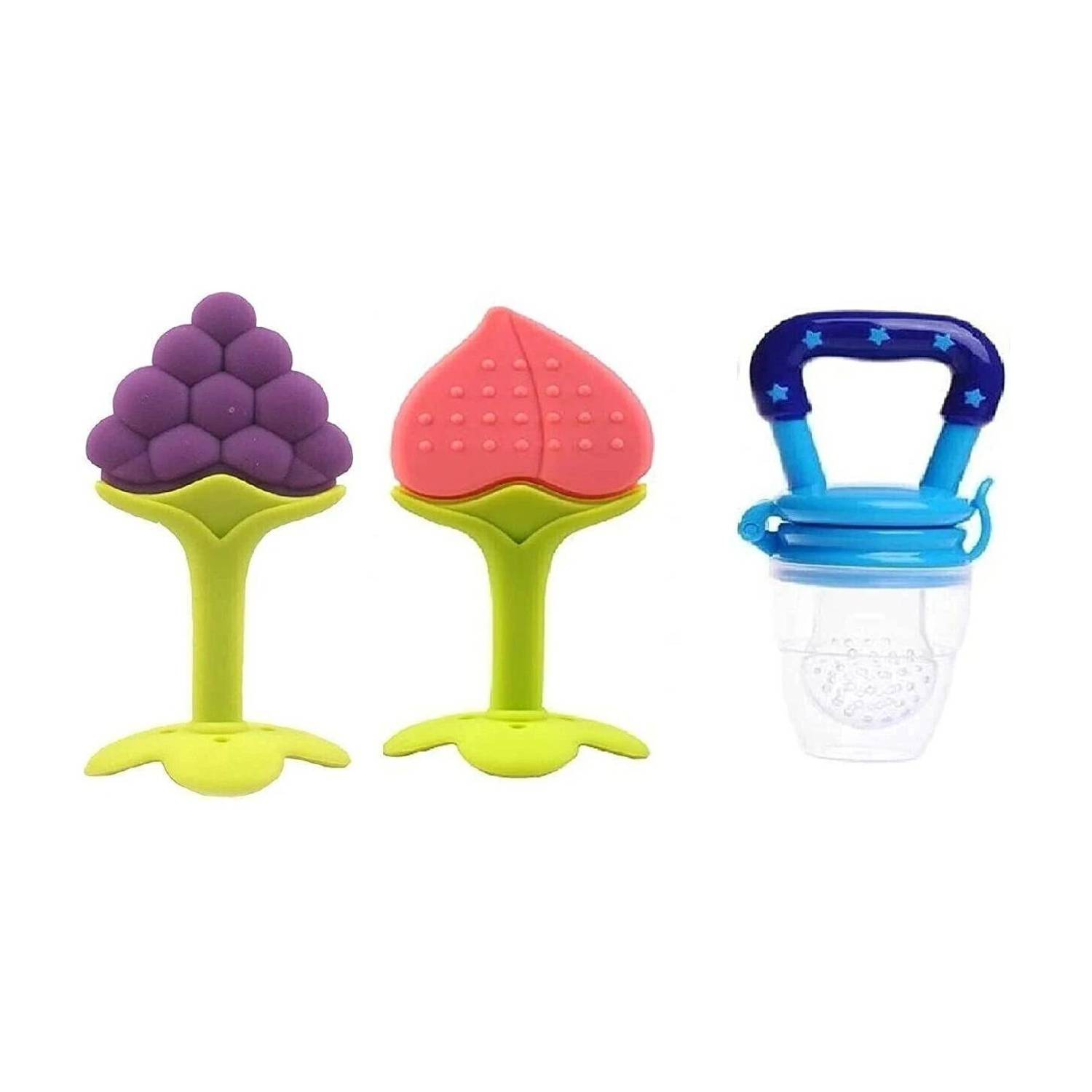Atipriya Baby Fruit Nibbler and Feeder with Fruit Shape Silicone Teether for Teether and Feeder