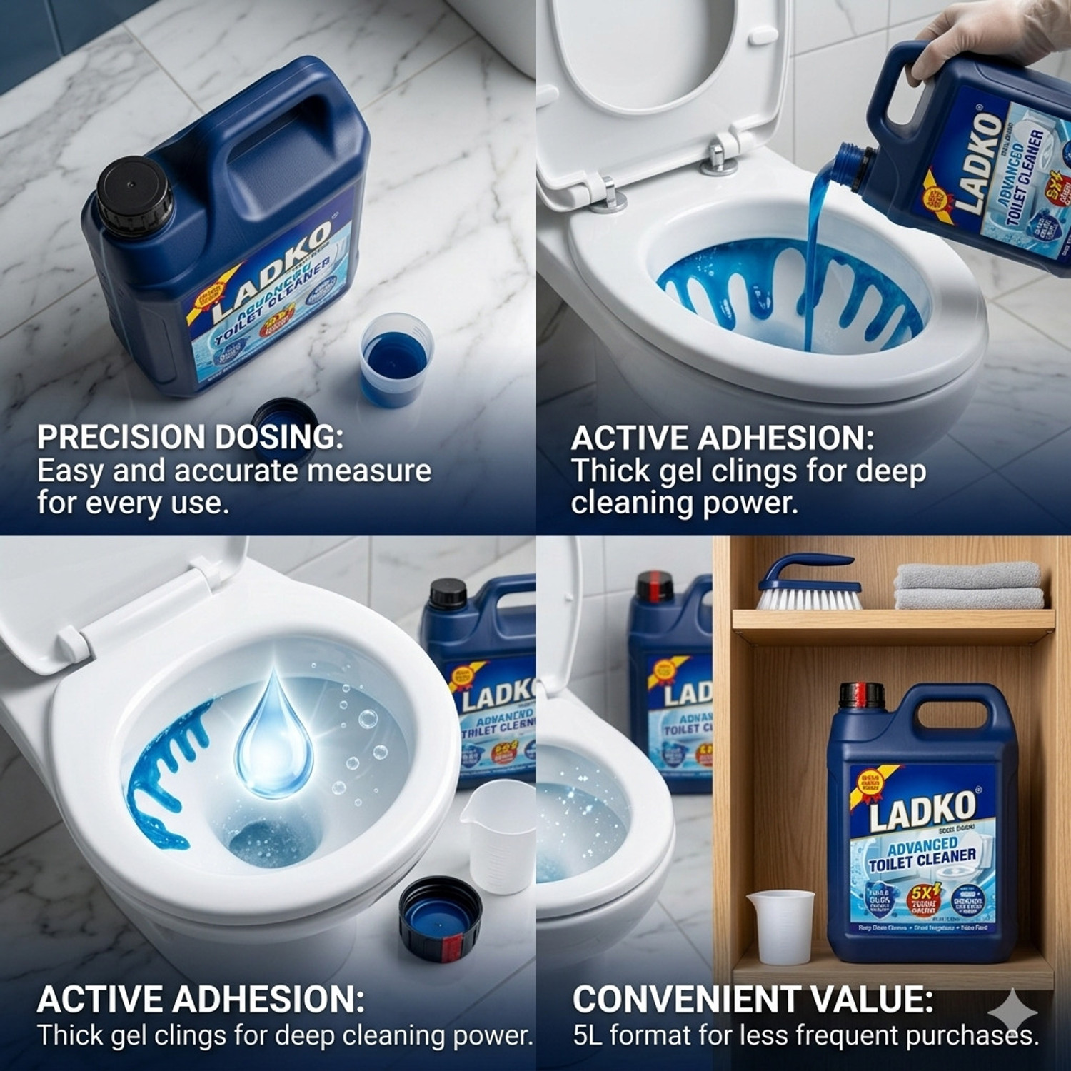 Image of Ladko Disinfectant Toilet Cleaner|Removes Toughest Stains With Sparkling Shine |Kills 99.9% Germs Ocean Liquid Toilet Cleaner