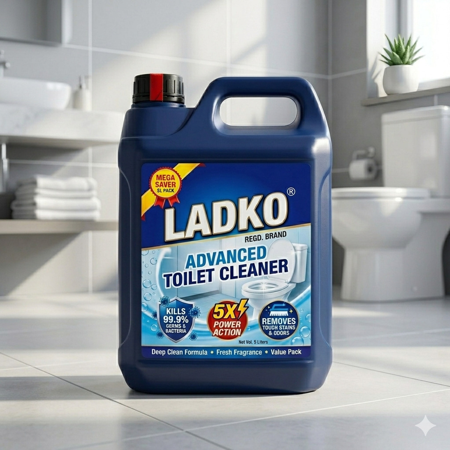 Image of Ladko Disinfectant Toilet Cleaner|Removes Toughest Stains With Sparkling Shine |Kills 99.9% Germs Ocean Liquid Toilet Cleaner