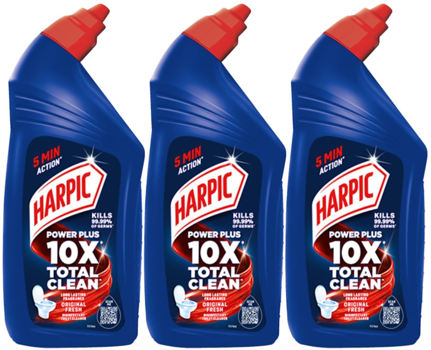 Image of Harpic Powerplus Disinfectant Toilet Cleaner, Original - 500 ml (Pack of 3) Original Liquid Toilet Cleaner