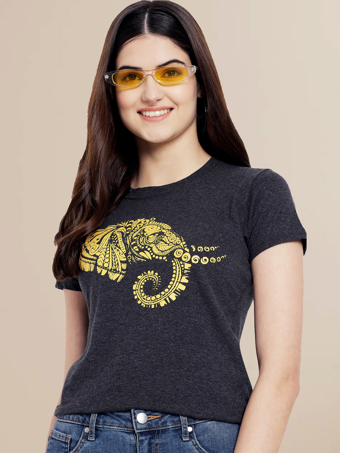 Image of METRONAUT Printed Women Round Neck Multicolor T-Shirt
